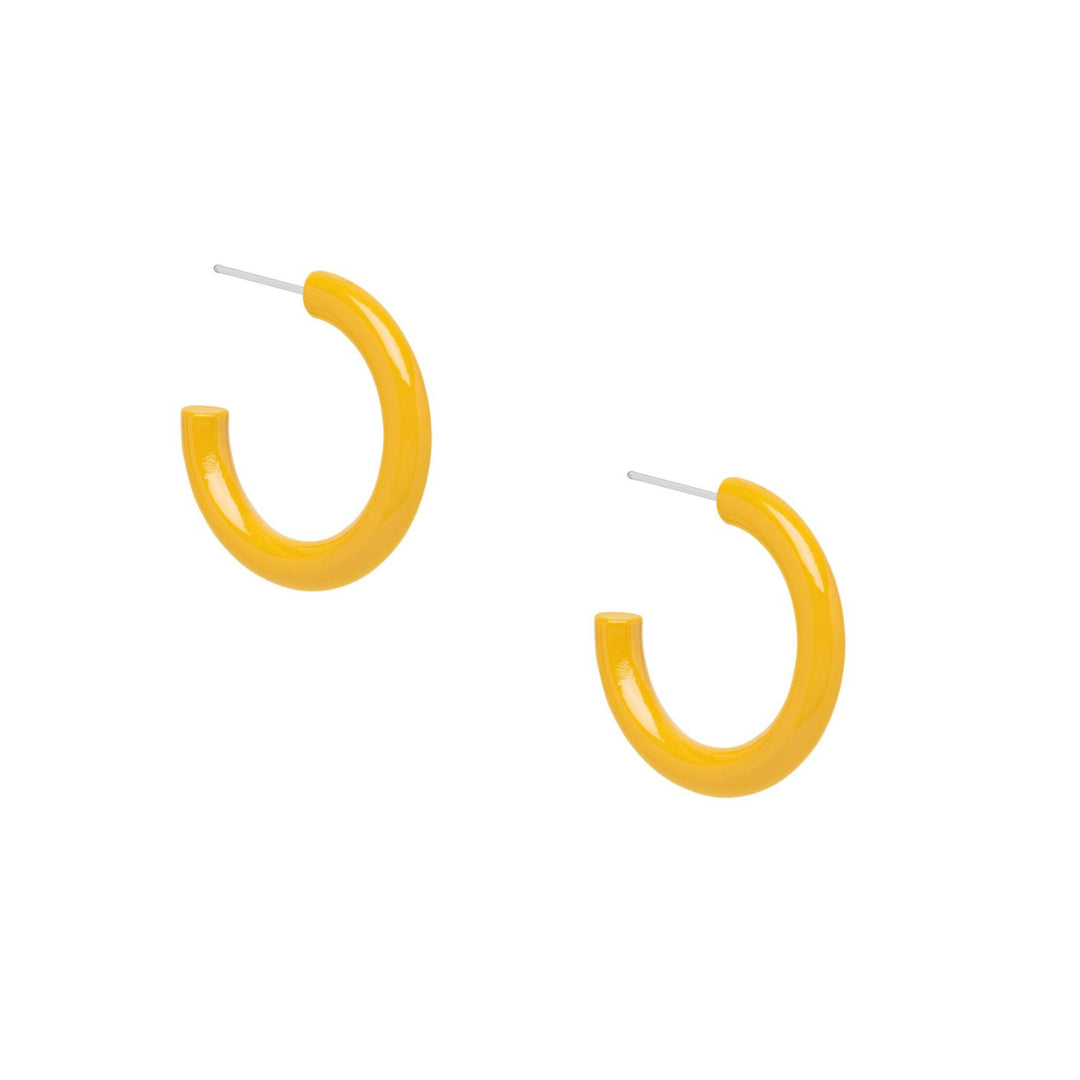 Rounded Mustard Yellow horn hoop earring