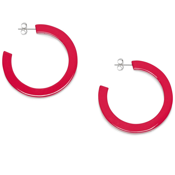 Branch Jewellery Red Lacquered horn classic hoop earring