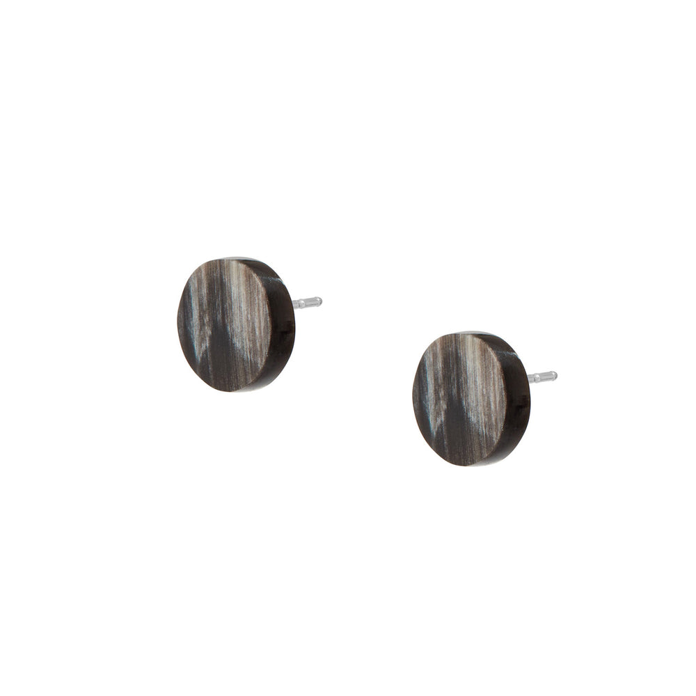 Branch Jewellery - Small round black natural horn stud earring