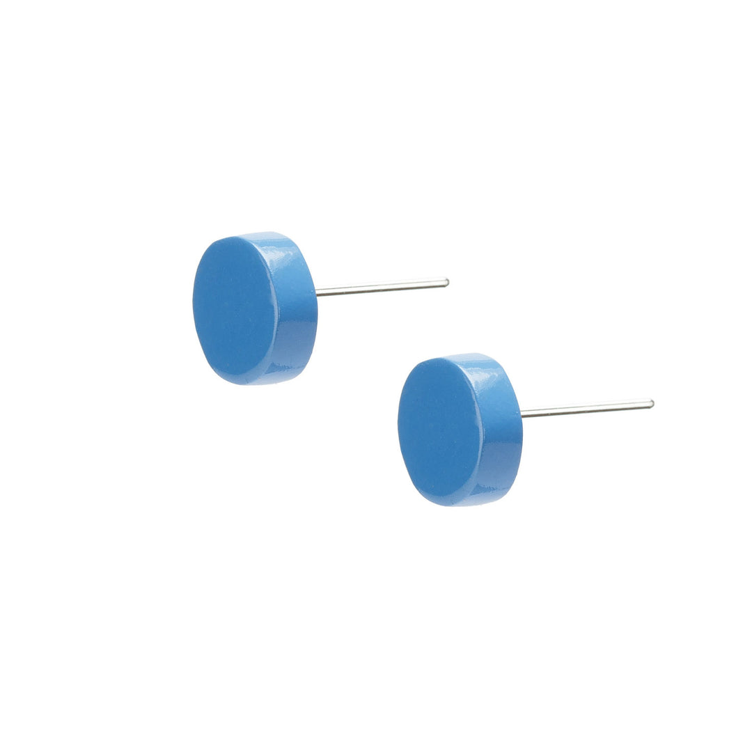 Branch Jewellery - Small round blue lacquered horn stud earring