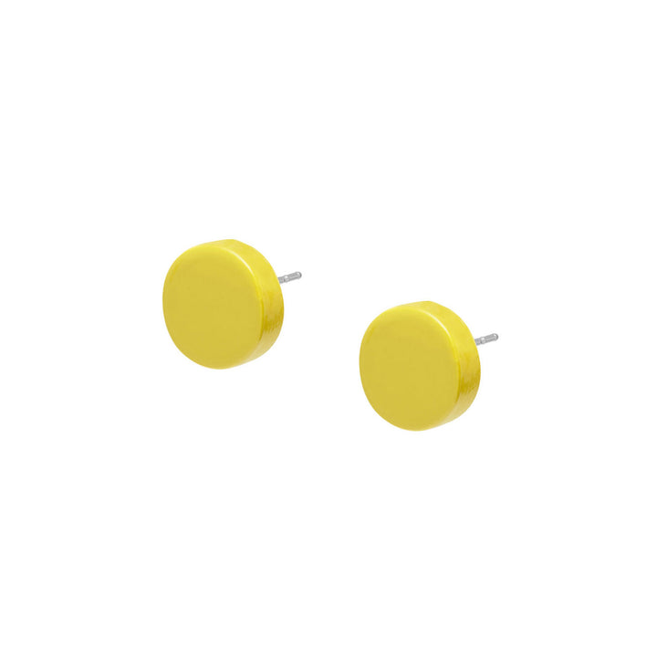 Branch Jewellery - Small round chartreuse lacquered horn stud earring
