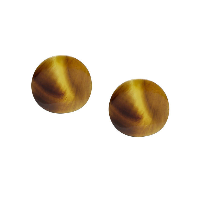 Brown natural curved stud earrings