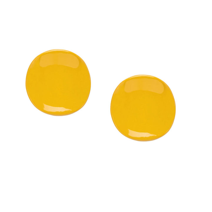 Mustard Yellow oversized round stud earrings