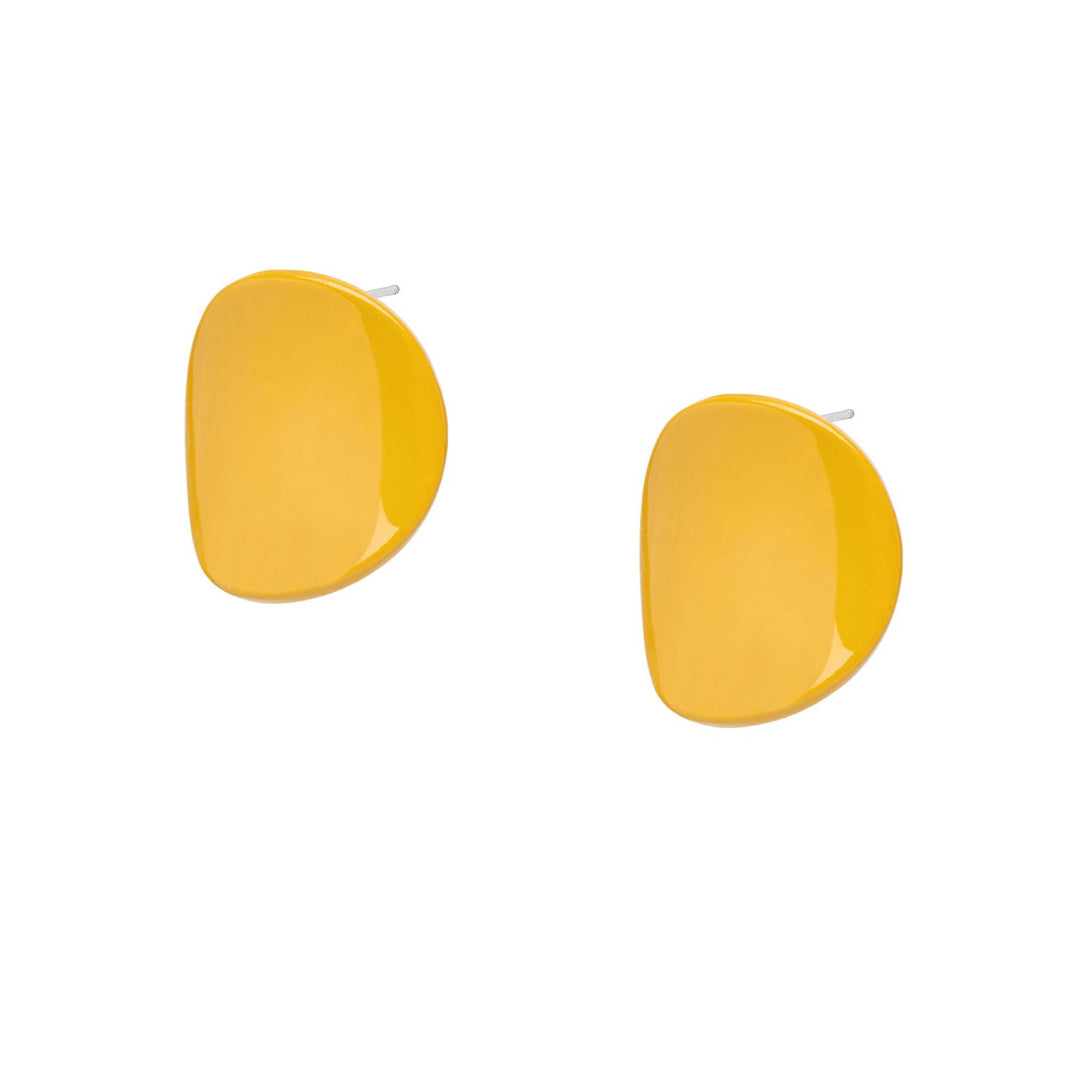 Mustard Yellow oversized round stud earrings