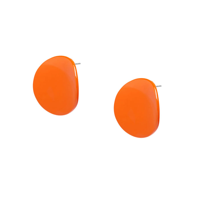 Orange curved stud earrings