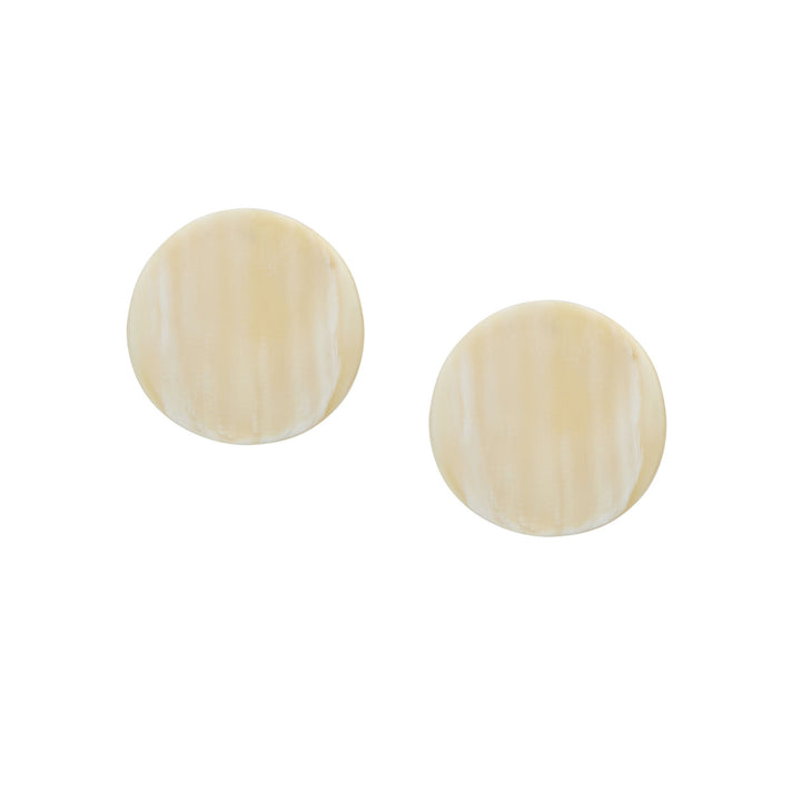 White natural curved stud earrings