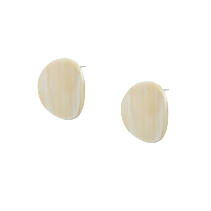 White natural curved stud earrings