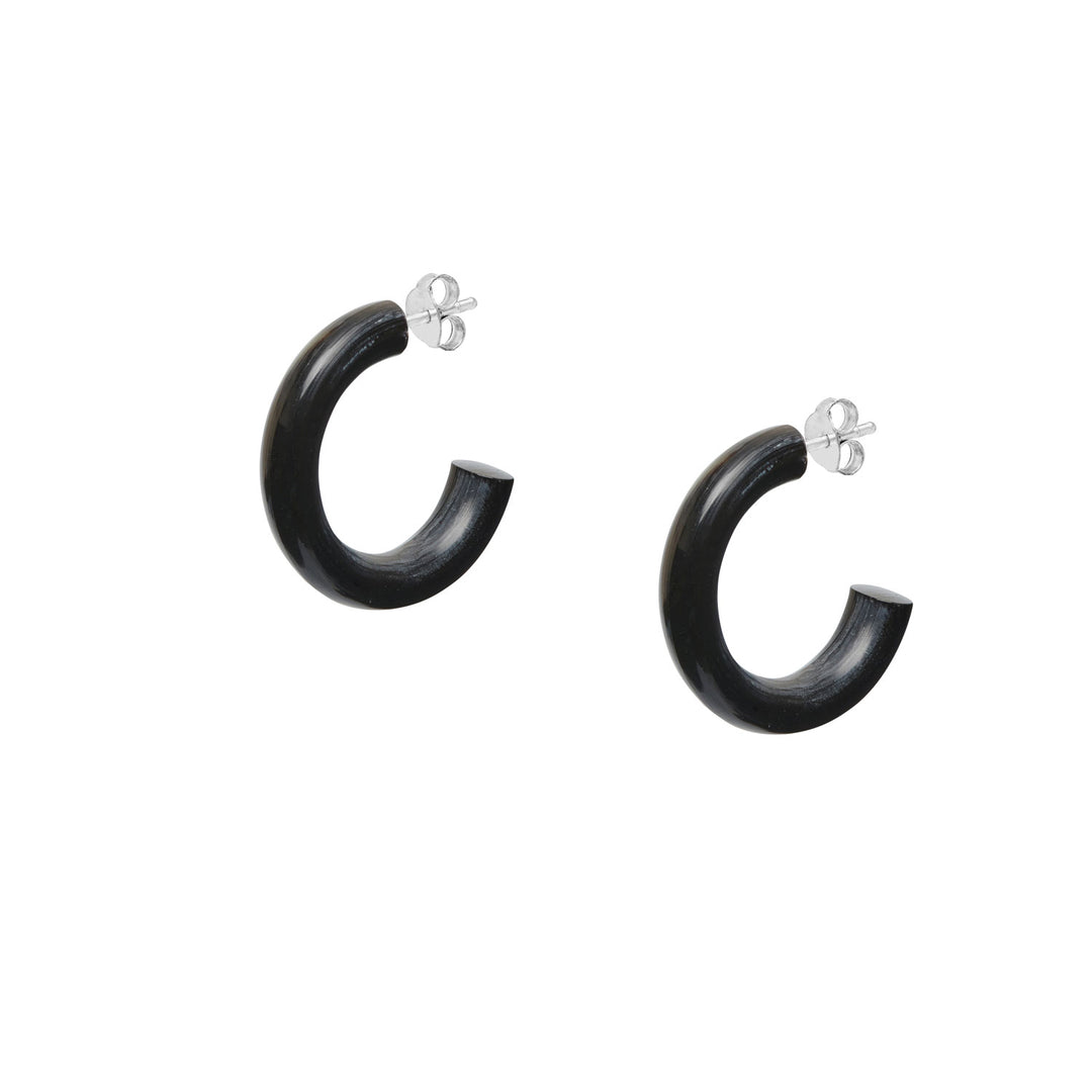 Small black natural huggie hoop earring