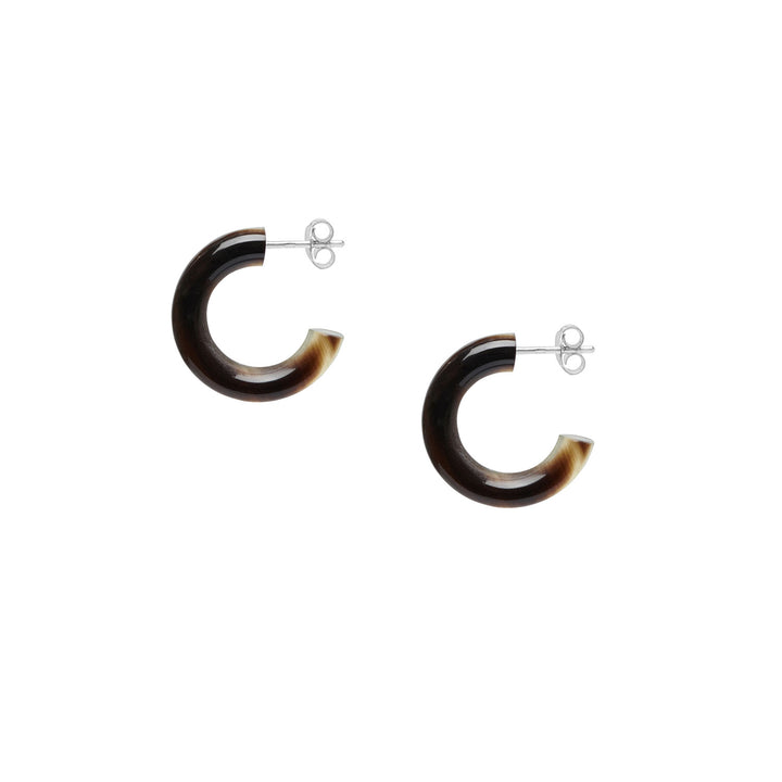 Small brown natural huggie hoop earring