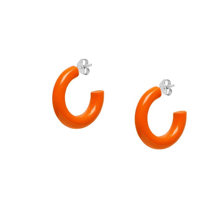 Small Orange huggie hoop earring