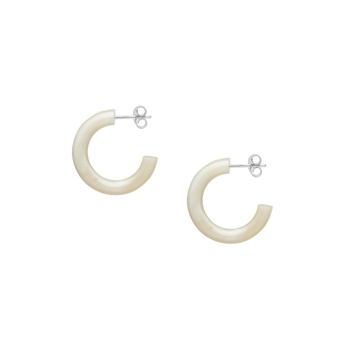 Small white natural huggie hoop earring