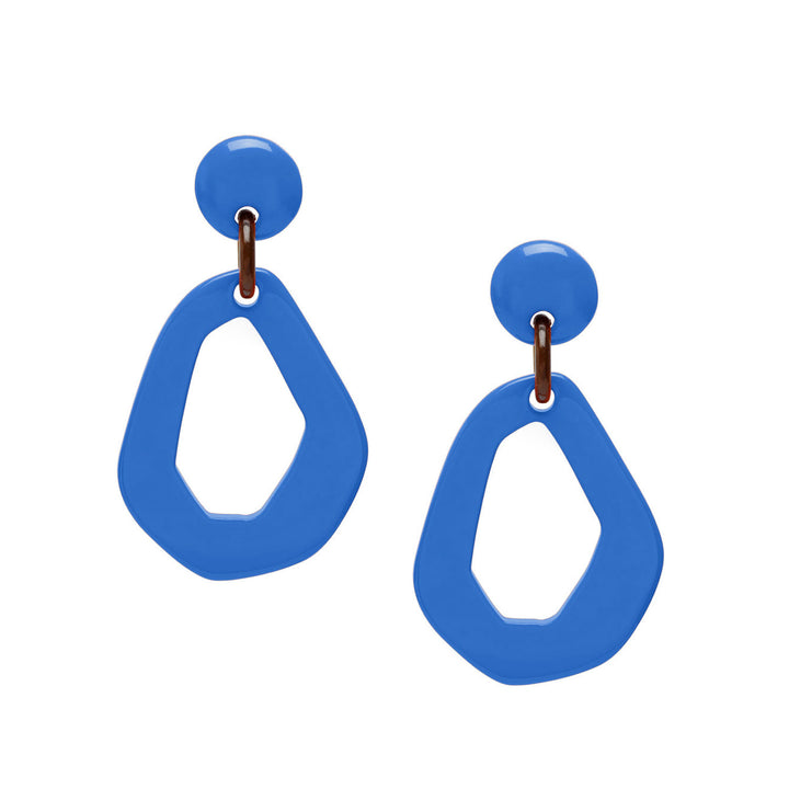 Bright Blue open shaped drop earrings