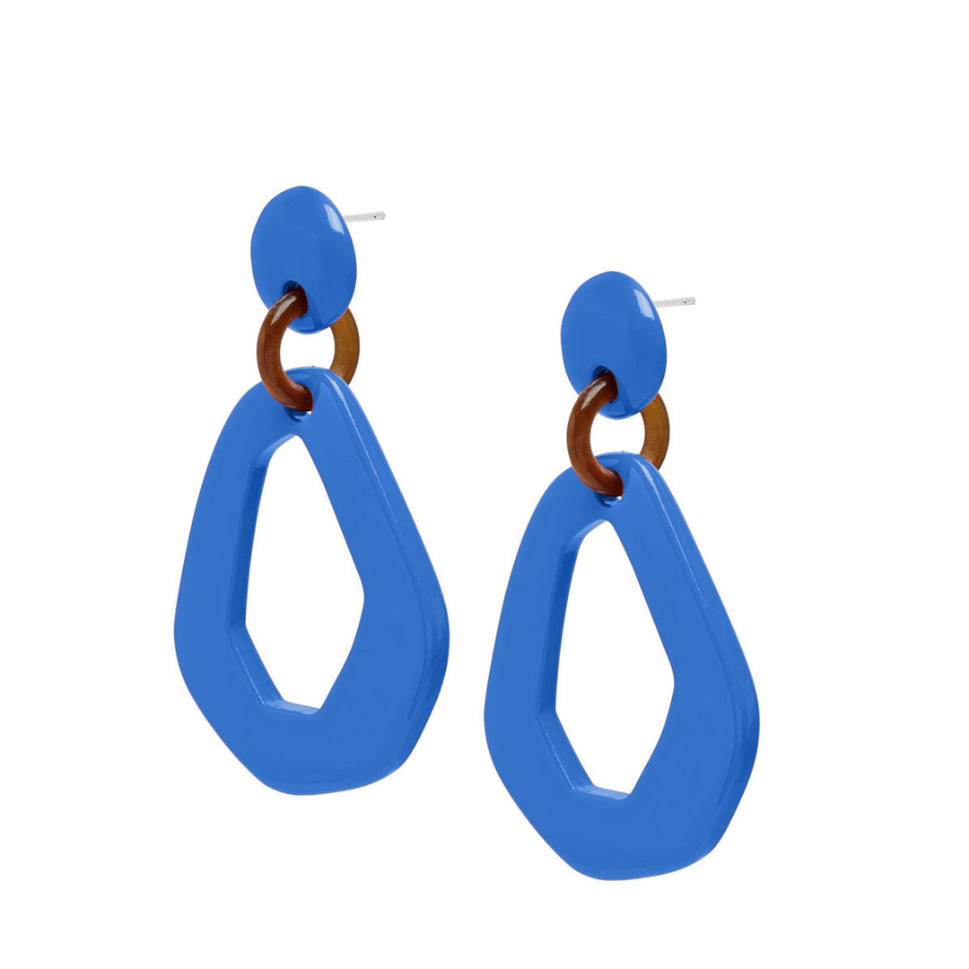 Bright Blue open shaped drop earrings