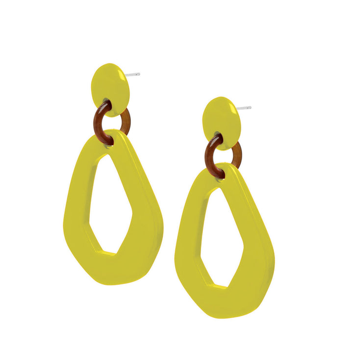 Chartreuse open shaped drop earrings