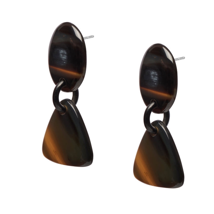 Branch Jewellery - Black natural oval and triangle earrings.