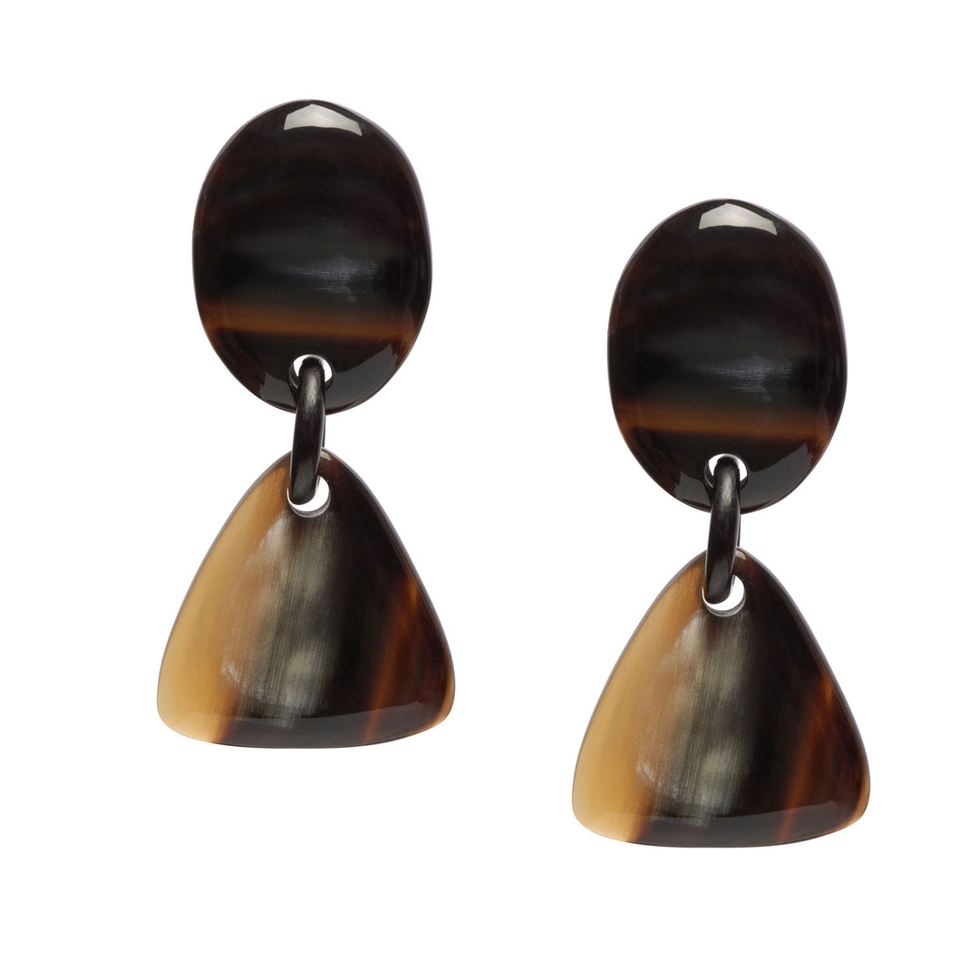 Branch Jewellery - Black natural oval and triangle earrings.