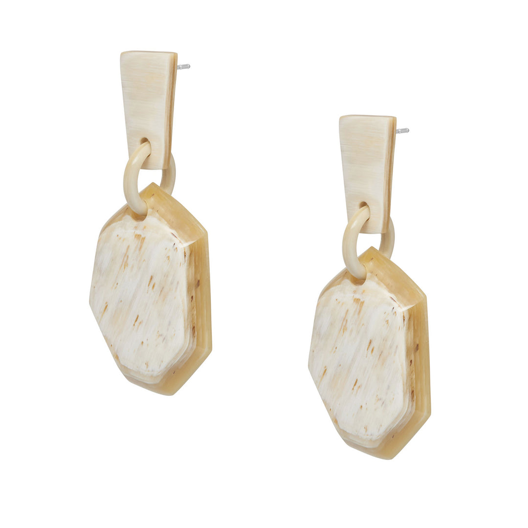 Branch Jewellery - White natural abstract shaped horn earrings.