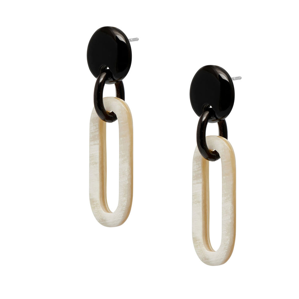 Branch Jewellery - Black & White natural Oblong link earrings