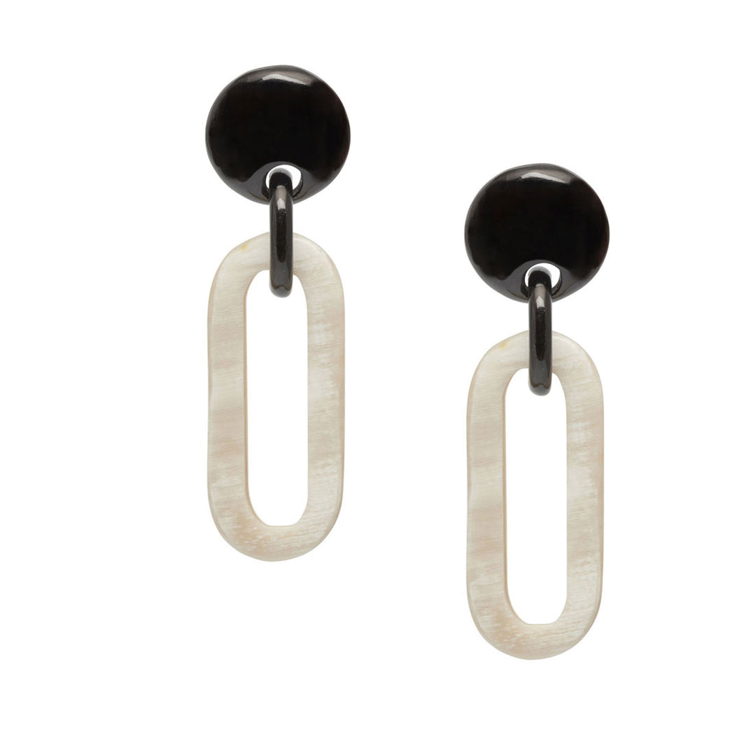Black & White natural Oblong link earrings