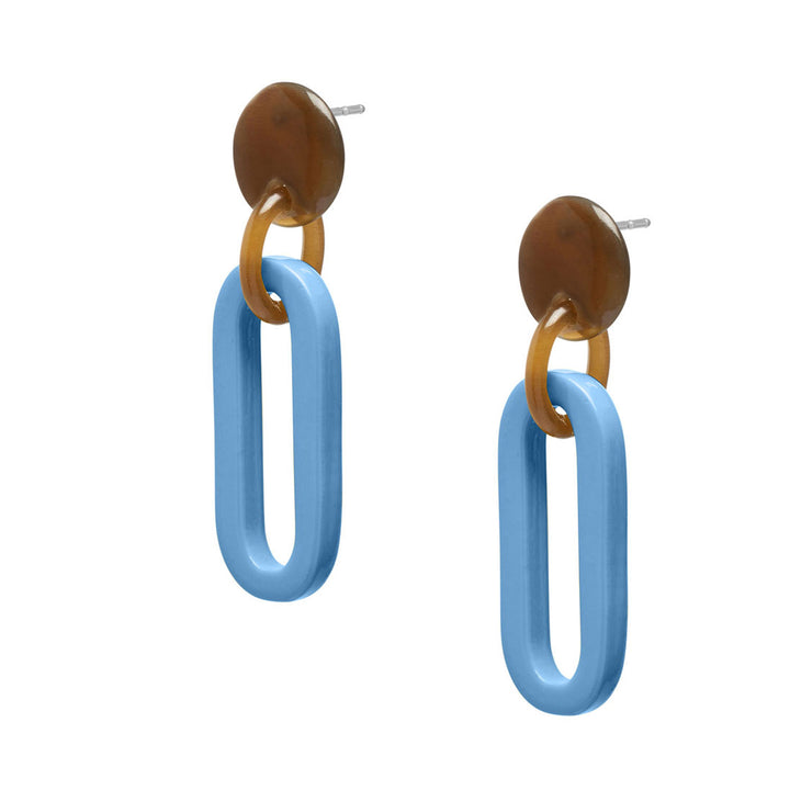 Branch Jewellery -Blue & brown natural Oblong link earrings