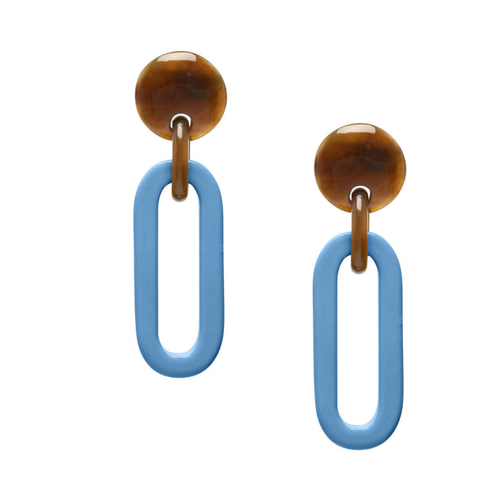 Branch Jewellery -Blue & brown natural Oblong link earrings