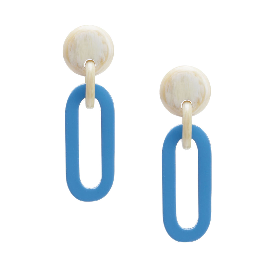 Branch Jewellery -Blue & White natural Oblong link earrings