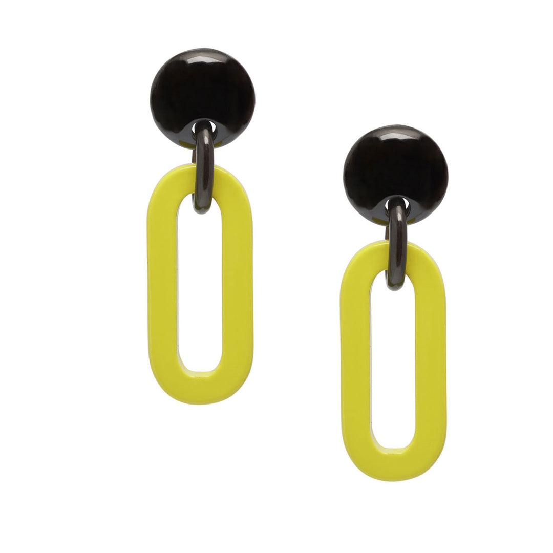 Branch Jewellery -Chartreuse and black natural Oblong link earrings