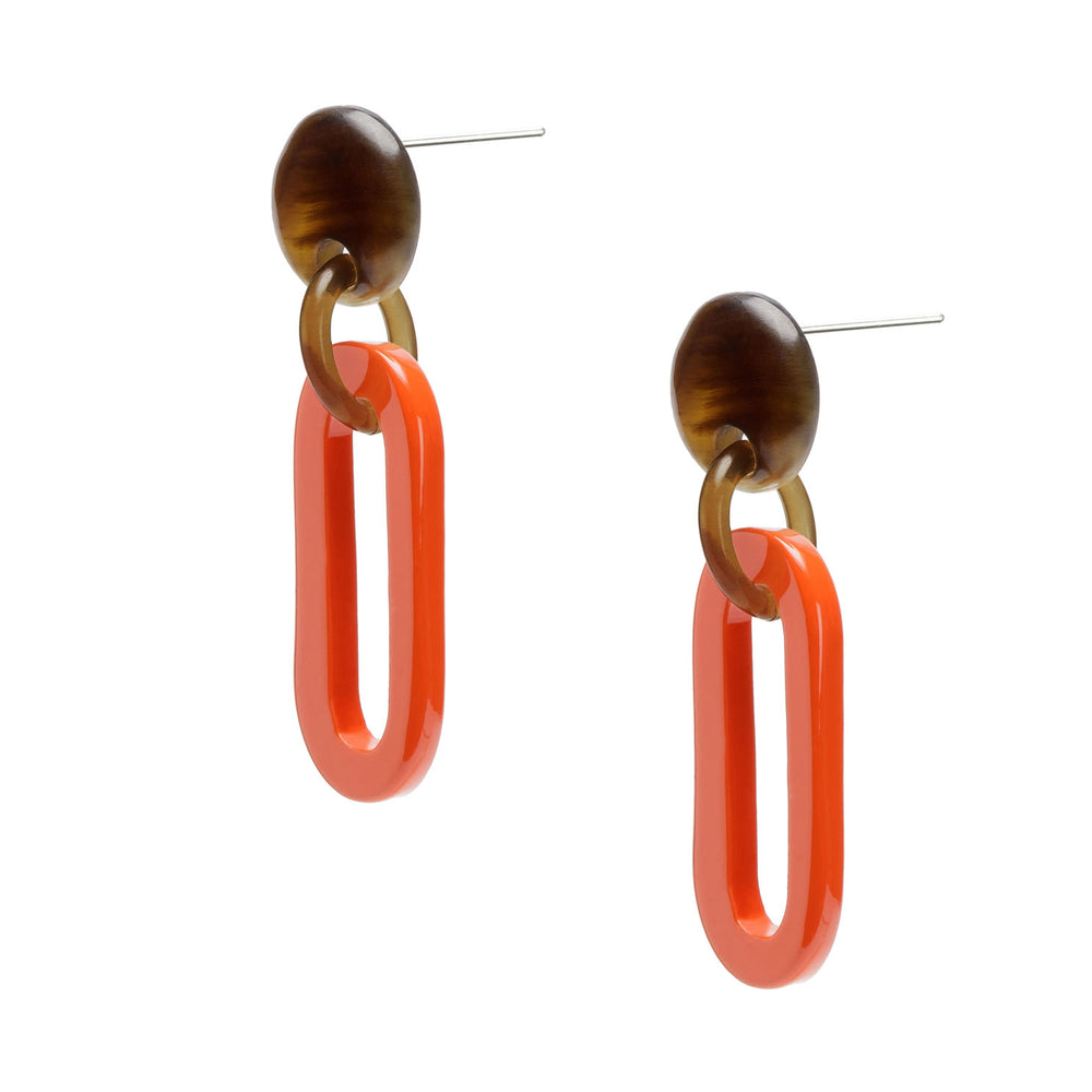 Branch Jewellery - Orange lacquered Oblong link earrings