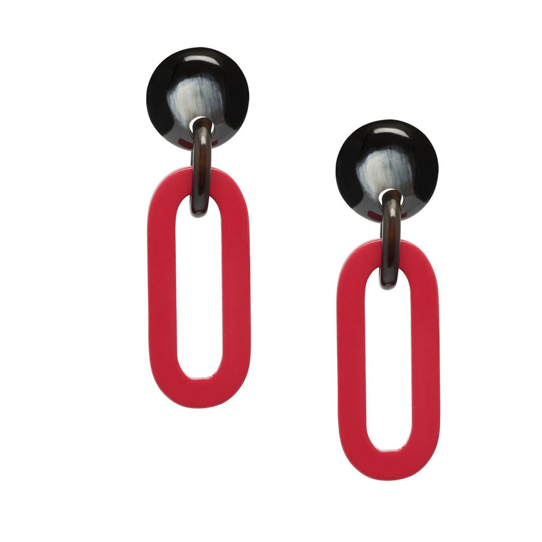 Branch Jewellery - Red lacquered and black naturalOblong link earrings