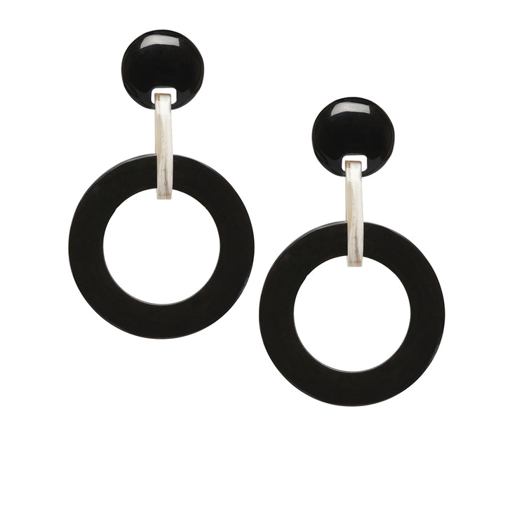 Branch Jewellery - Black and white lacquered round link earrings