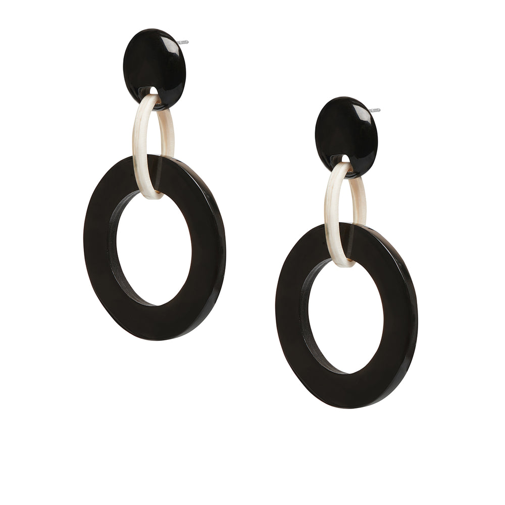 Branch Jewellery - Black and white lacquered round link earrings