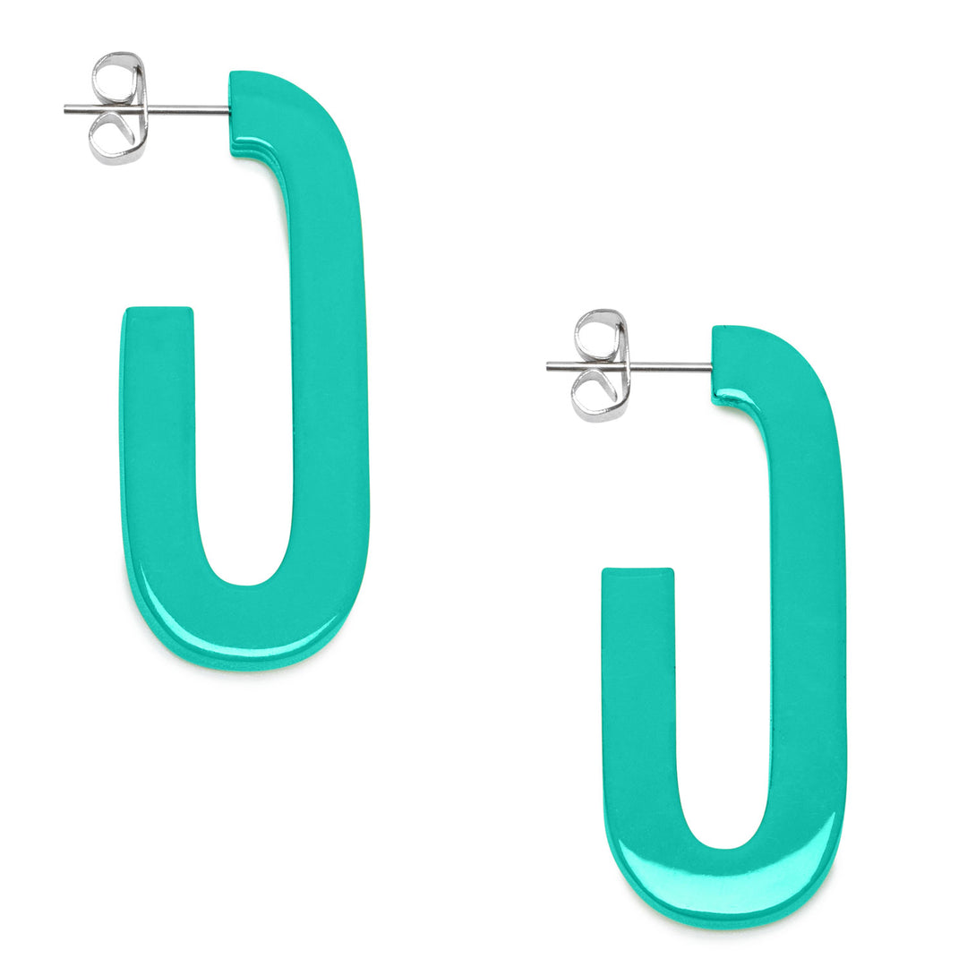 Oblong horn hoop Aquamarine