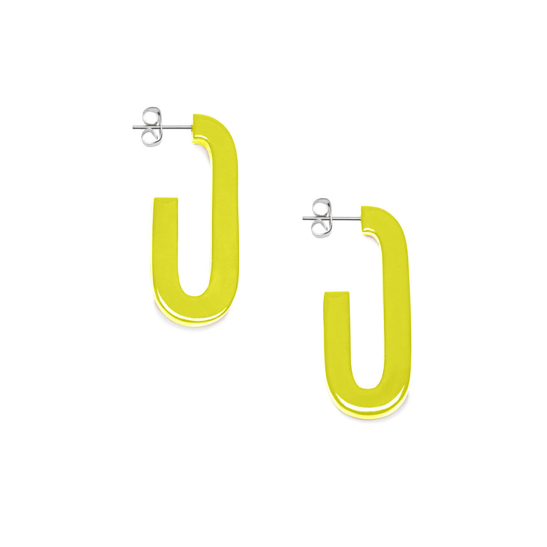 Branch Jewellery - Yellow lacquered oblong horn earring.