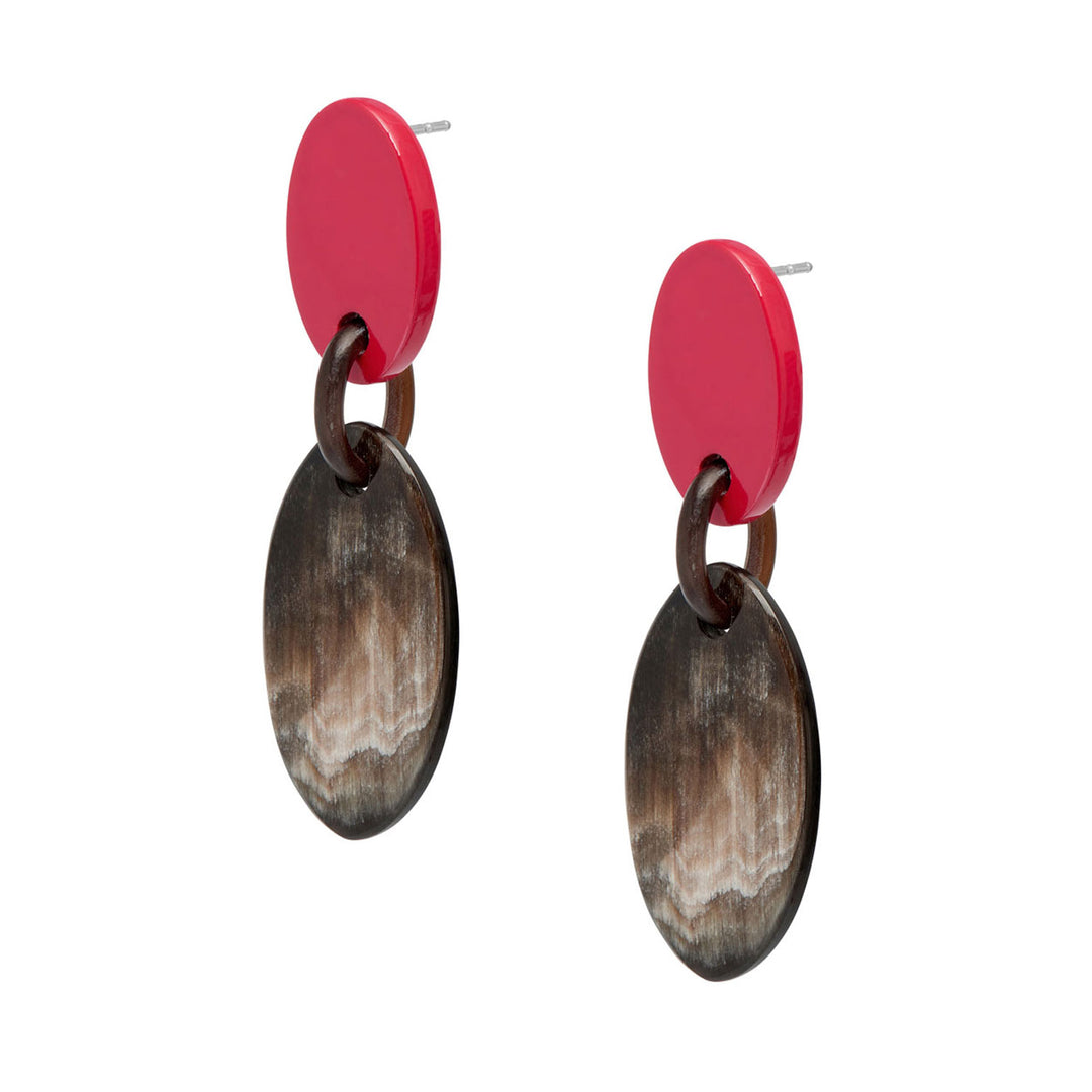 Branch Jewellery - Black Natural and red lacquered oval drop earrings