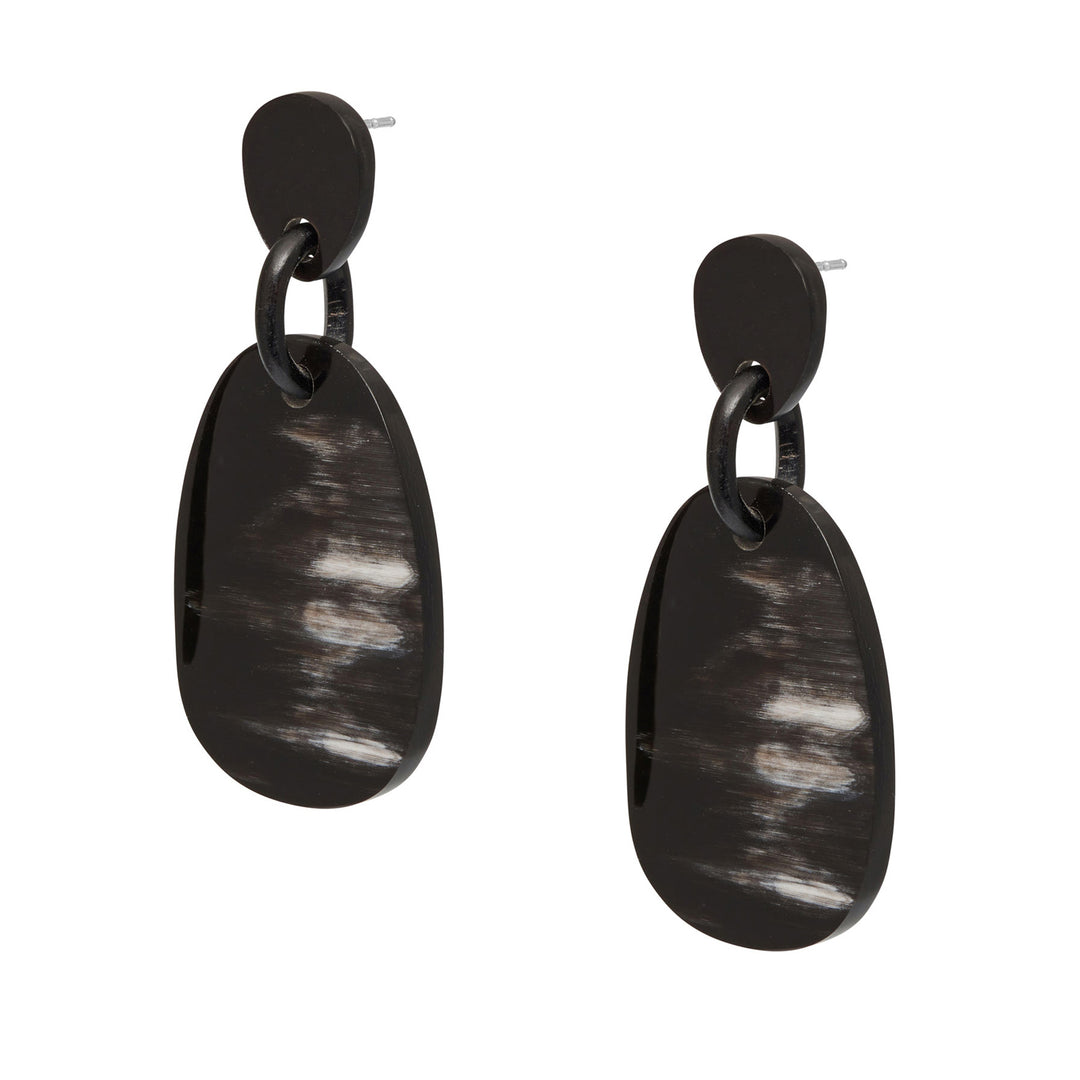 Branch Jewellery - Natural black horn oval drop earring