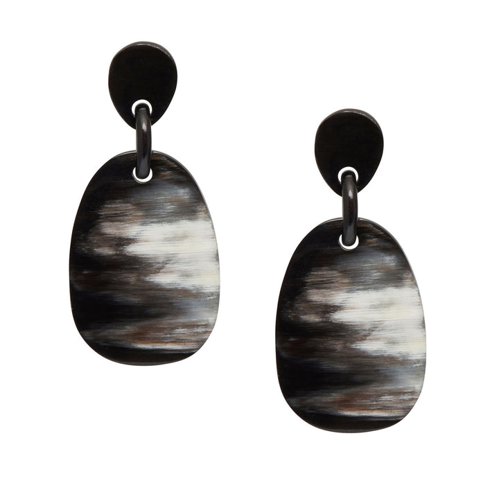 Branch Jewellery - Natural black horn oval drop earring