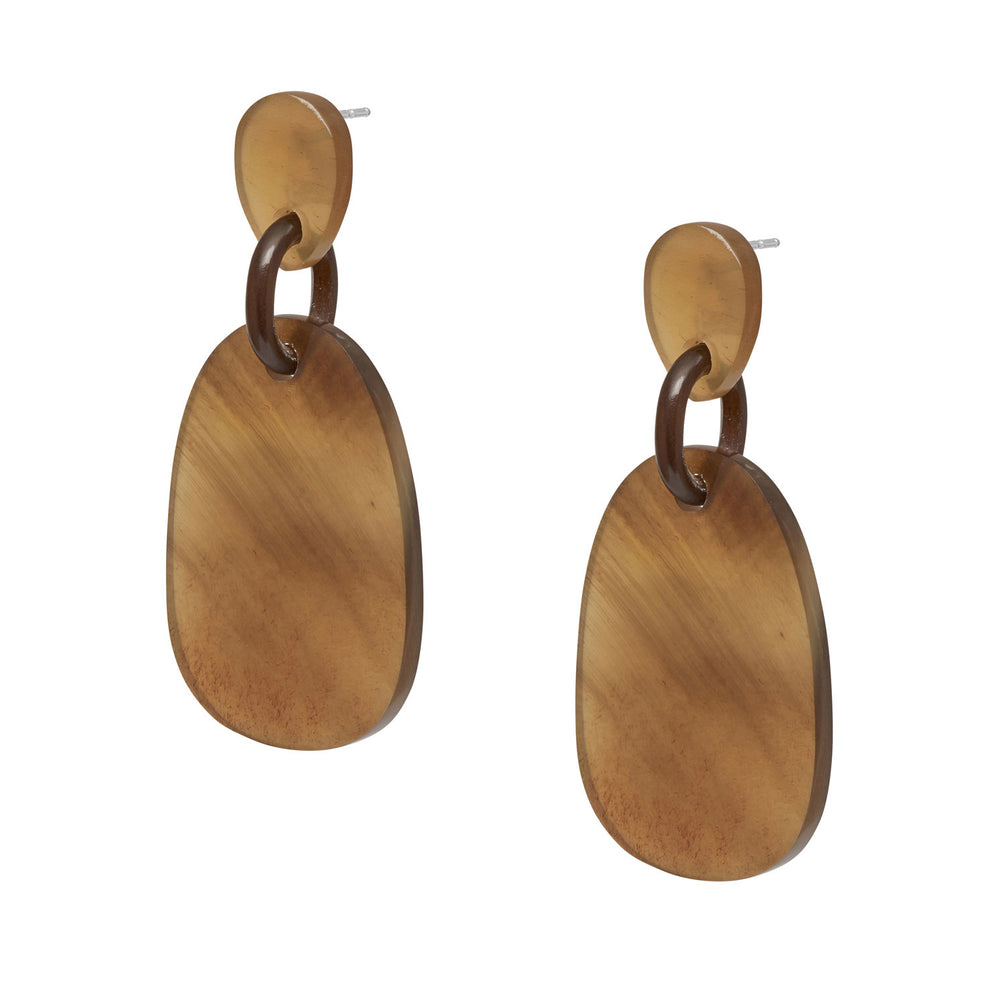 Branch Jewellery - Natural brown horn oval drop earring