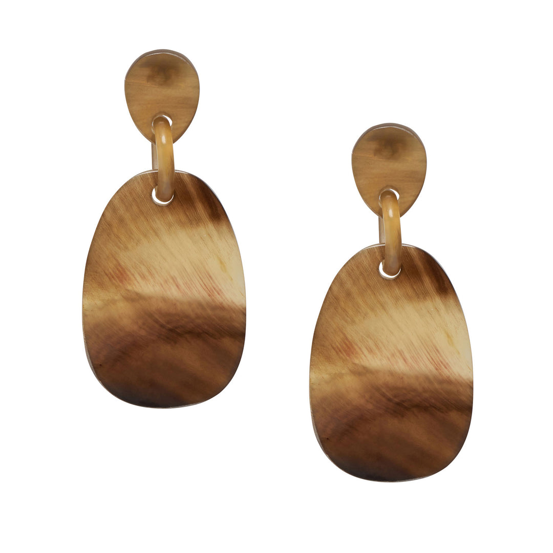 Branch Jewellery - Natural brown horn oval drop earring
