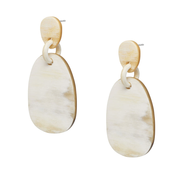 Branch Jewellery - Natural white horn oval drop earring