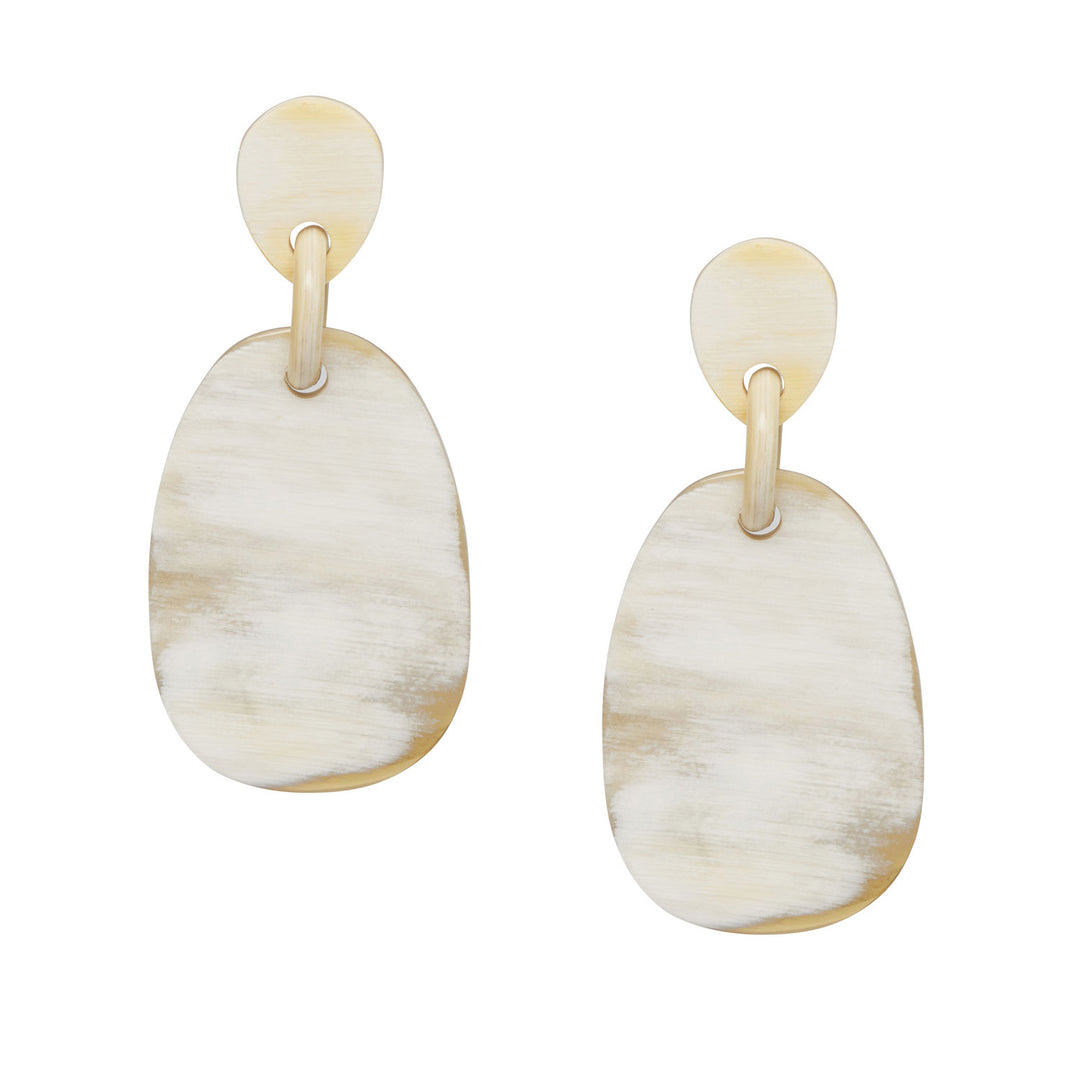 Branch Jewellery - Natural white horn oval drop earring