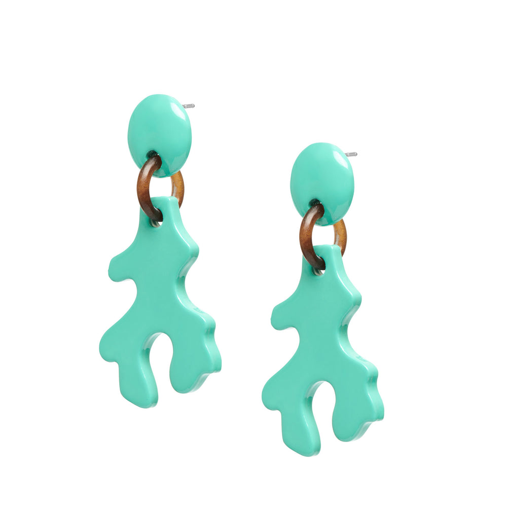 Branch Jewellery - Aquamarine Lacquered abstract coral shaped earring.