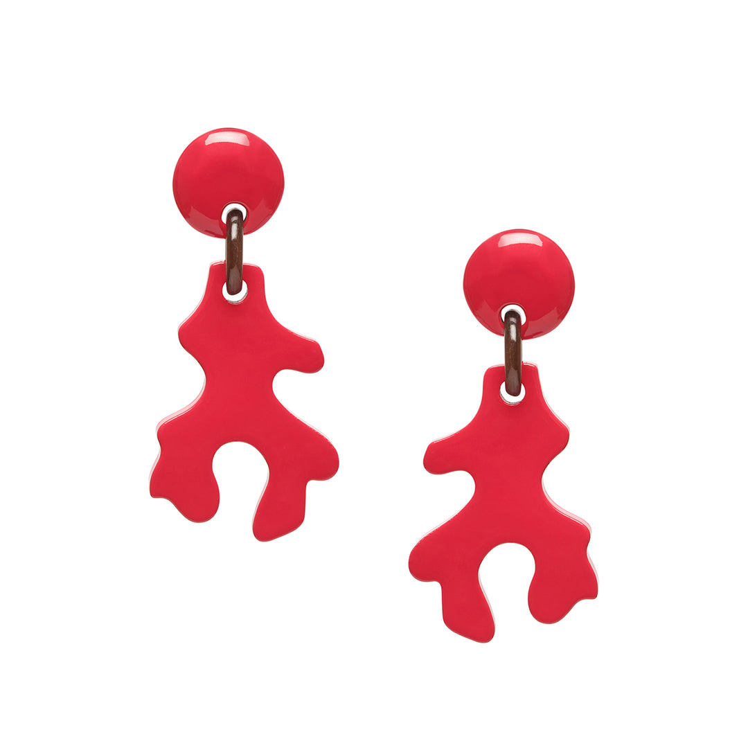 Branch Jewellery - Red Lacquered abstract coral shaped earring.