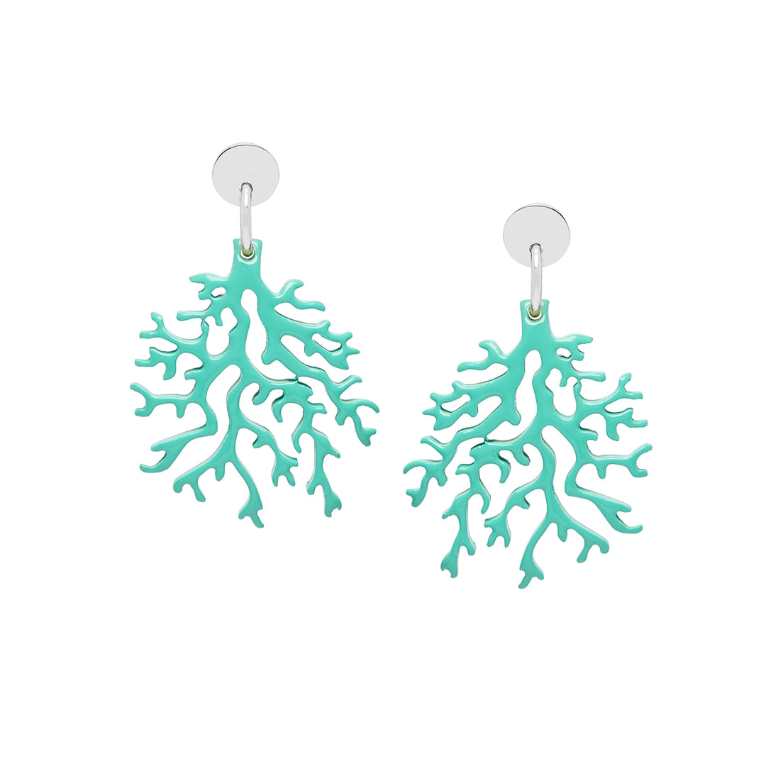 Branch Jewellery - Aquamarine coral shaped earring - Silver