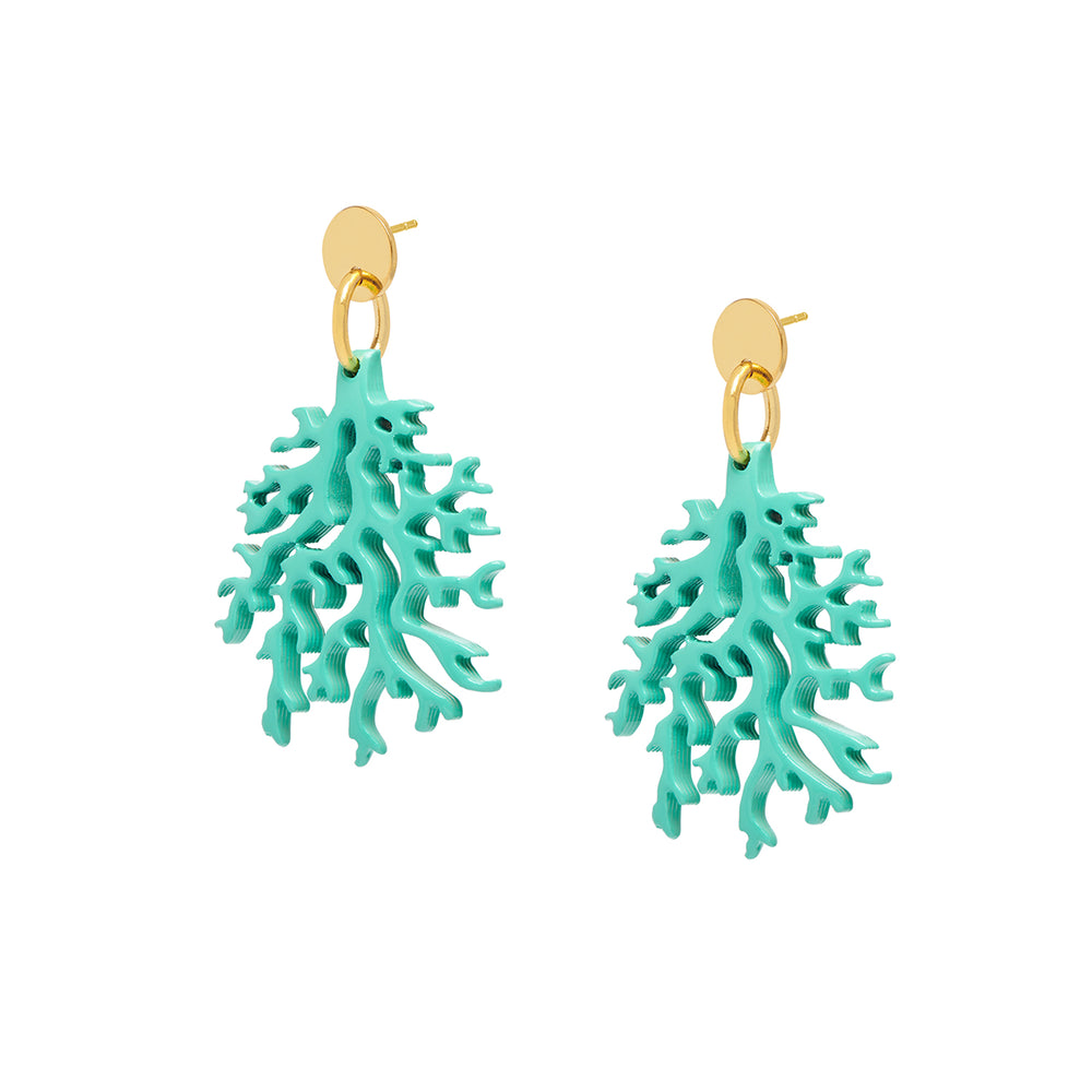 Branch Jewellery - Aquamarine coral shaped earring - Gold