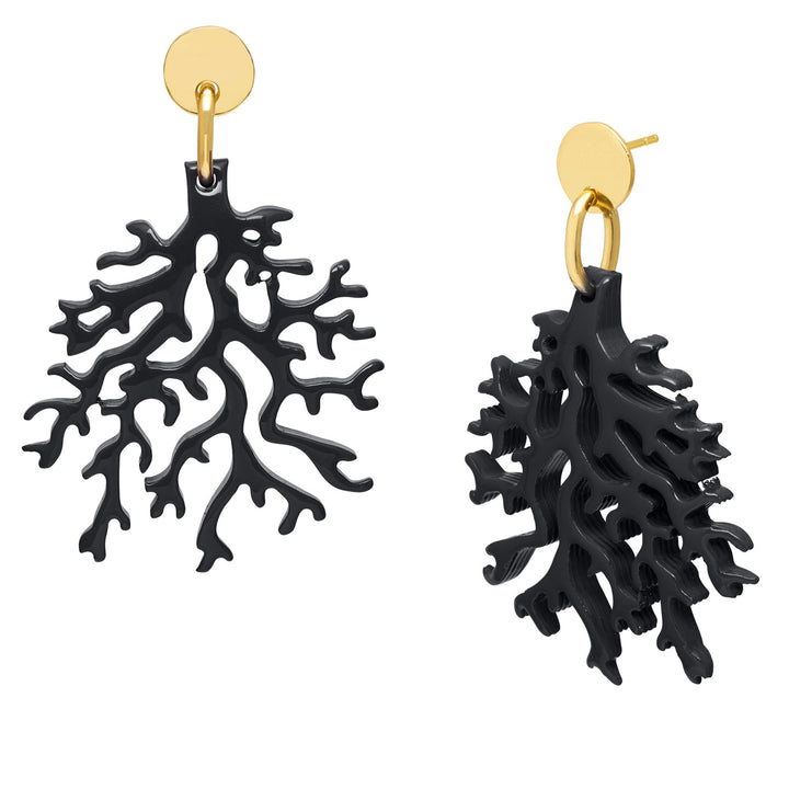 Black coral shaped earring - Gold