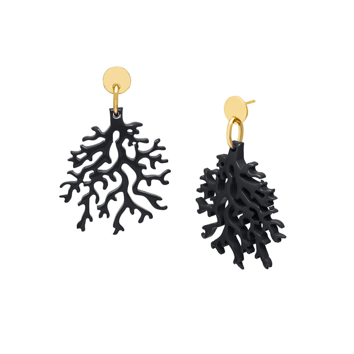 Black coral shaped earring - Gold