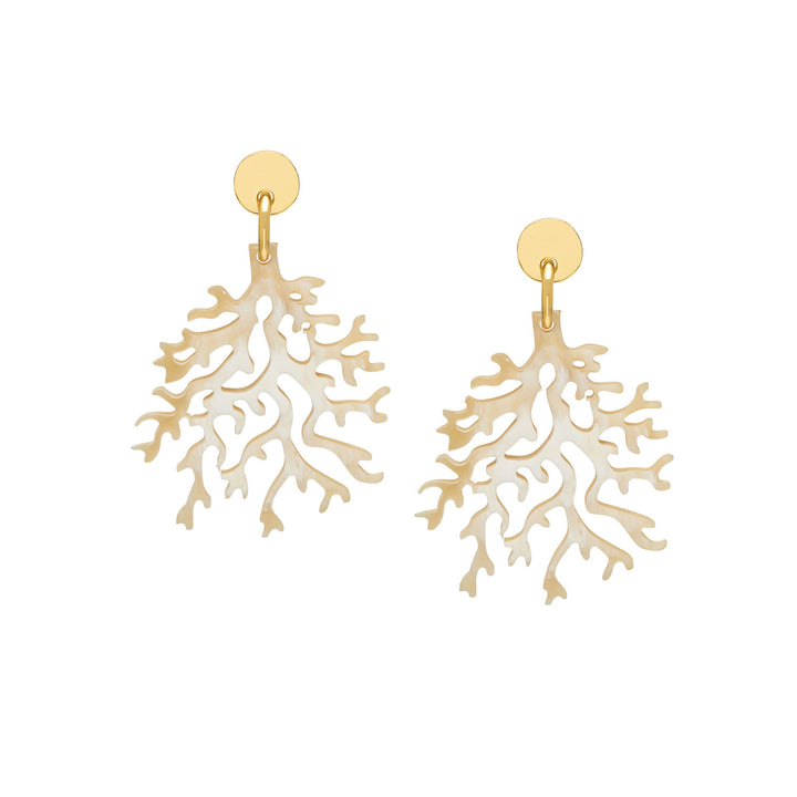 Branch Jewellery - Gold and White natural horn coral shaped earrings