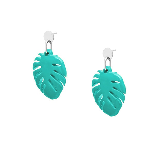 Branch Jewellery - Aquamarine palm leaf earring - Silver