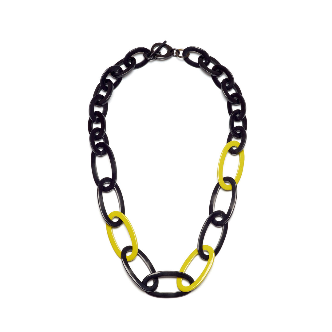 Oval link Buffalo horn necklace – Chartreuse