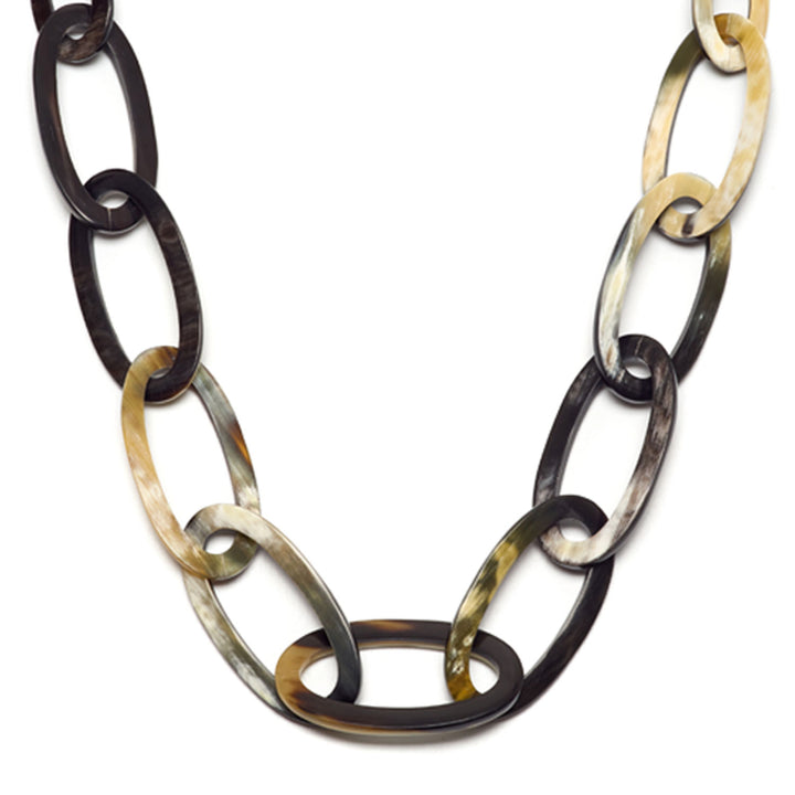 Branch Jewellery Natural black horn oval link long necklace